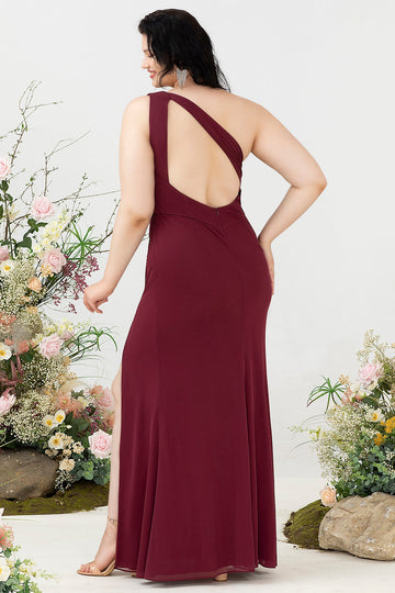 Sirena Un Hombro Rosa del Desierto Vestido Invitada Boda Talla Grande